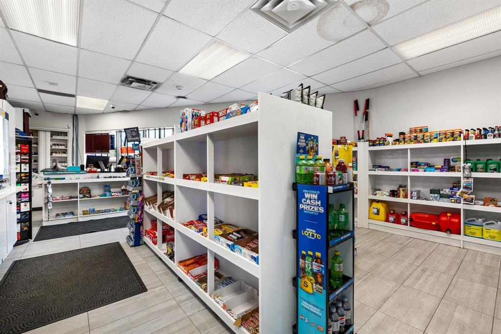 Indoor shelves with convenience products
